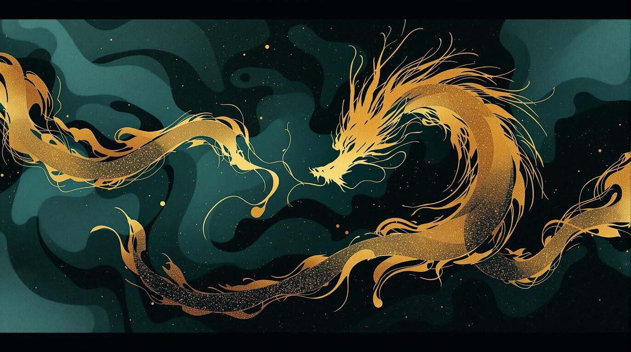 橘子视频影迷社区号召背景,水墨龙纹电影胶片融合艺术